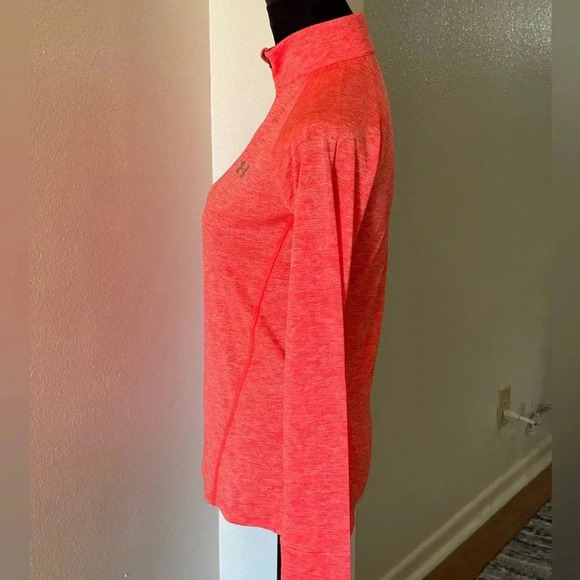 Under Armour Heat Gear Long Sleeve Top Sleeve Safety Orange Mock Turtleneck - Picture 4 of 6